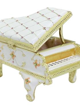 轻奢高级感家居装饰珐琅摆件工艺品大号钢琴项链戒指收纳盒首饰盒