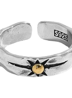 中性镀银美式嘻哈风开口戒指