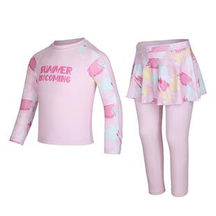 B.Duck儿童泳衣女童分体长袖长裤中大童新款防晒专业宝宝游泳套装