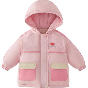 [远红外锁温]女童中长款棉服小童连帽棉袄宝宝棉衣潮儿童冬装外套