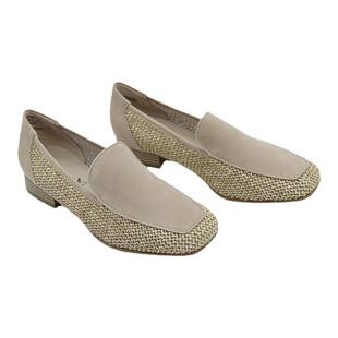 德国CAPRICE凯蝴蝶女鞋春夏新品牛皮编织单鞋方头低跟乐福鞋24200