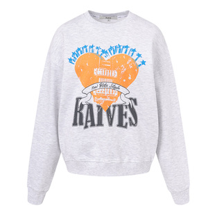 [明星同款]RAIVE2026春季爱心logo印花女上衣圆领韩系宽松卫衣