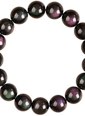 吉照堂天然彩虹眼黑曜石手串