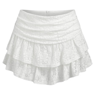 CIDER褶皱碎花蕾丝层叠迷你芭蕾风蛋糕裙短裙裤1036415