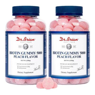 韩国直邮Dr.Brian布莱恩博士生物素Biotin软糖100粒*2瓶装蜜桃味