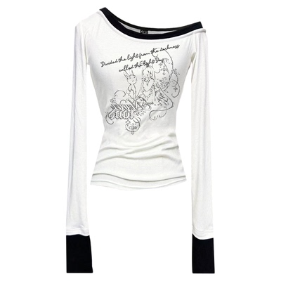 Godsplan*上帝计划斜领拼色长袖