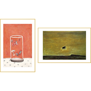 起贝 常玉八尾金鱼小马北欧客厅装饰画餐厅挂画小动物玄关摆台画