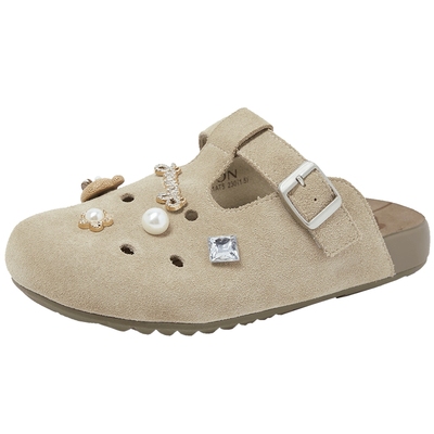 百田森绒面勃肯包头鞋