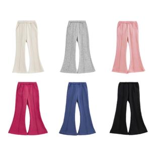 幼悠女童抓绒纯色喇叭裤冬季洋气可爱蓬松绵软保暖抗寒休闲裤子潮