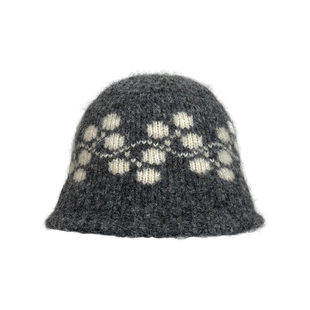 三环路复古圆点盆帽小众提花毛线帽保暖针织帽显脸小大头围防寒