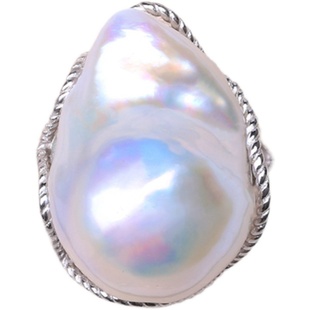 天然淡水巴洛克珍珠戒指s925银活口可调5A强光复古夸张超强保色RQ