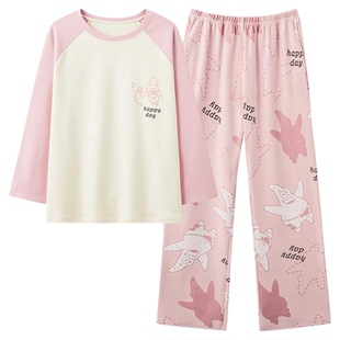 情侣睡衣春秋款纯棉长袖长裤2026新款女士可爱卡通男士家居服套装