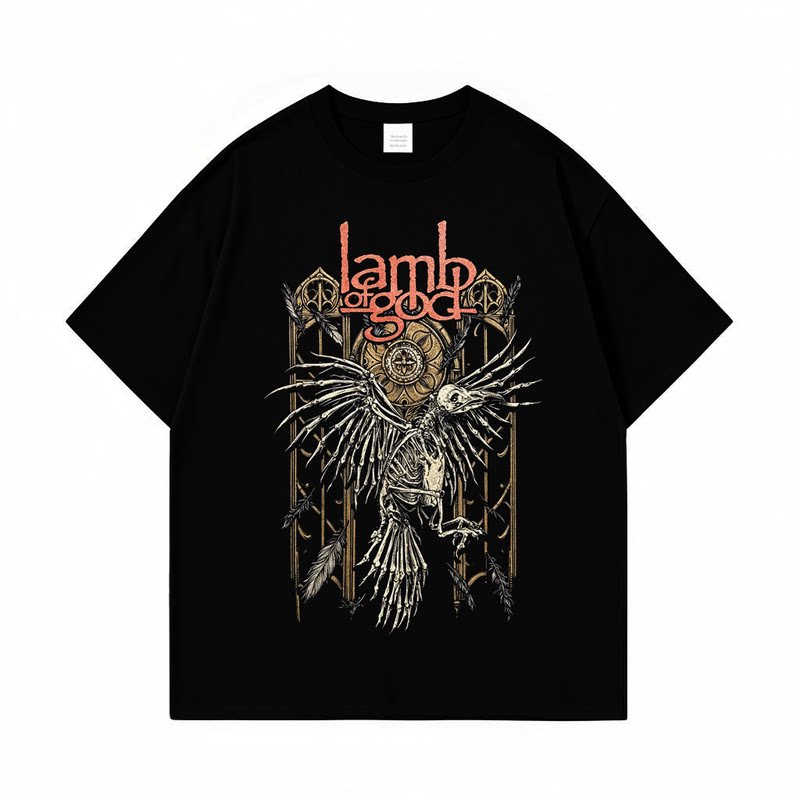 欧美摇滚金属Lamb of God乐队周边印花上衣纯棉短袖T恤男女款夏