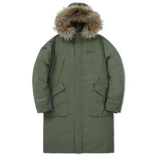 边佑锡同款Discovery探索户外长款90鹅绒700蓬毛领保暖羽绒服男