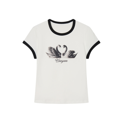 UOOYAA/乌丫天鹅印花RingerT恤