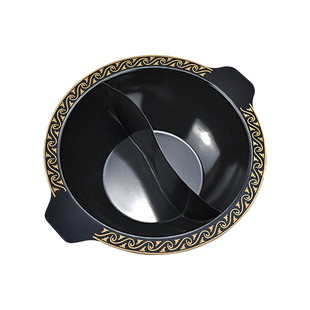 龙纹铸铁珐琅商用老火锅店电磁炉专用子母鸳鸯三格龙头锅重庆