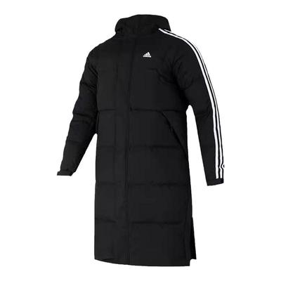阿迪达斯男中长款情侣连帽羽绒服