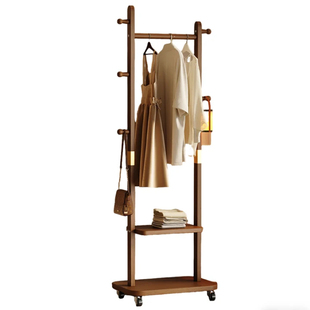 实木挂衣架落地家用卧室衣帽架不占空间可折叠客厅简易衣服置物架