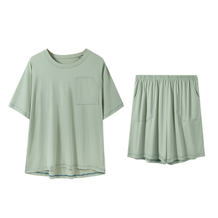 ClarKarida卡恩纯棉短袖睡衣夏季宽松清凉感家居服套装可外穿男士