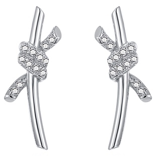 新闻女王2MAN姐佘诗曼同款简约风绳结耳钉女对称镶锆石气质耳环