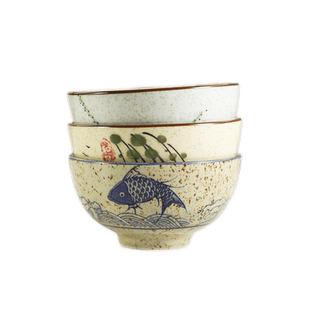 和风四季中式复古陶瓷碗釉下彩餐具饭碗家用汤碗零食碗面碗汤碗