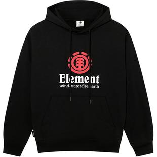 美国ELEMENT滑板连帽卫衣男春季黑色潮流印花街头风重磅正肩上衣