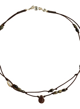 SALE E PEPE胡椒盐 纯银酒壶编绳双层项链 原创设计师锁骨链 默叙