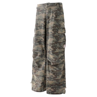 BJHG不计后果复古迷彩工装裤男冬季新款美式做旧宽松伞兵休闲裤女