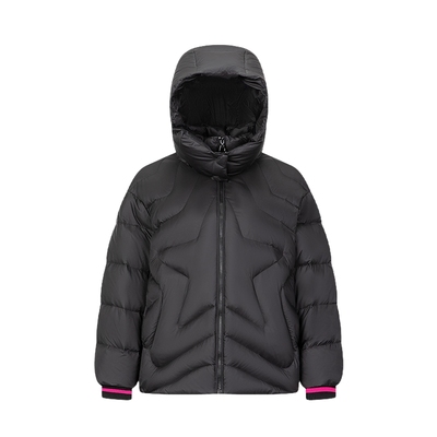 艾莱依撞色罗纹秋冬羽绒服商场同款星星绗线显瘦短款秋冬外套女款