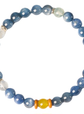 天然蓝晶石手链女平安净化转运