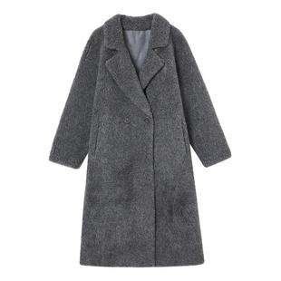 恩瑞妮商场同款2025冬季新款百搭纯色气质淑女摇粒绒大衣外套女