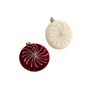 暗红色植绒球酒红色圣诞球6/8cm异形高档彩绘球圣诞树挂件吊饰球