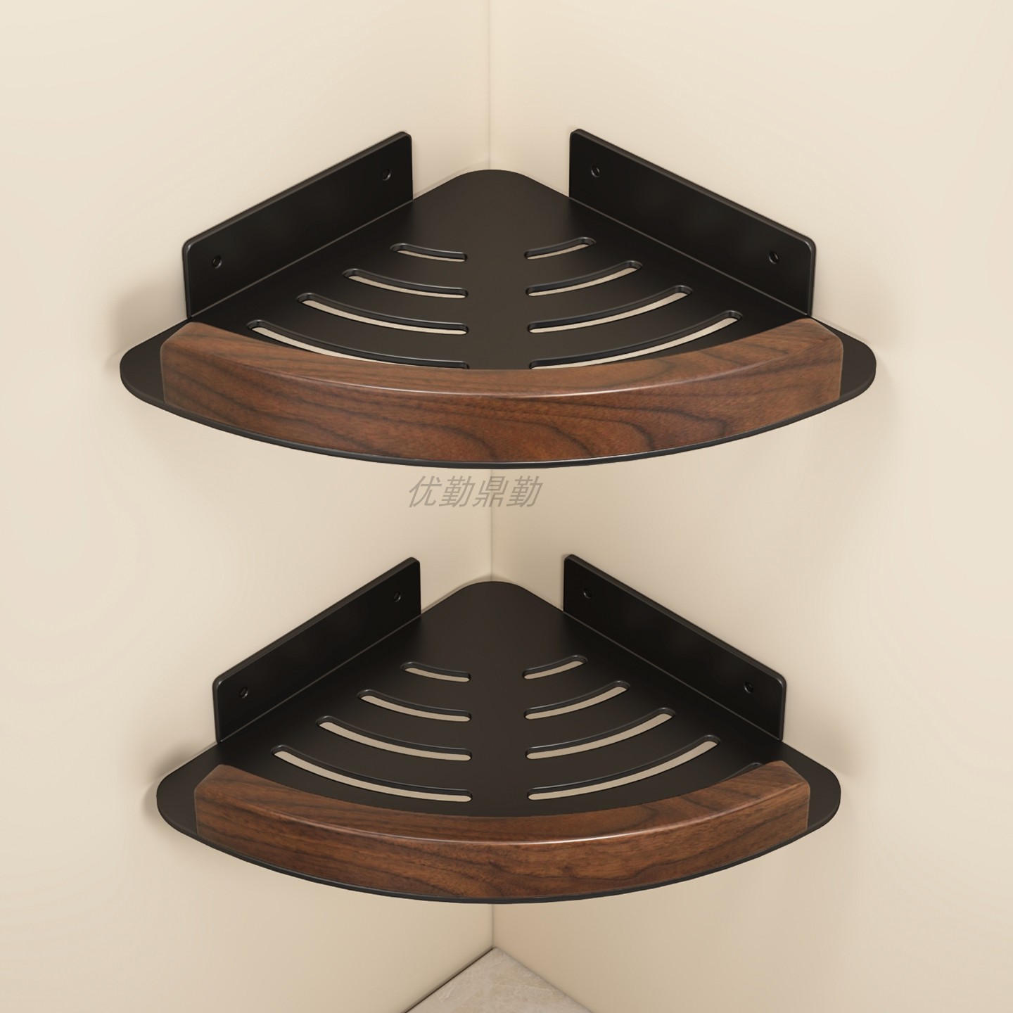 德国YOUQIN胡桃木卫生间三角置物架浴室厕所洗漱台壁挂式收纳架子