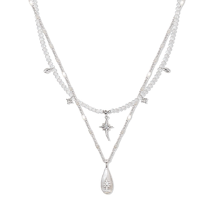 ASTRALIS·隐星|拉丝白玛瑙星芒双层项链女锁骨轻奢毛衣链秋冬