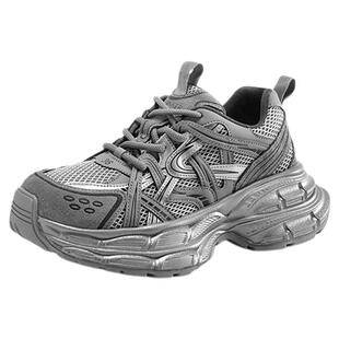 千百度老爹鞋女拼色新款透气百搭厚底增高复古鞋子潮流运动休闲鞋