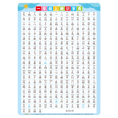 【老师推荐】一年级识字表挂图