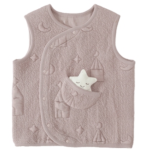 婴儿马甲秋冬加厚保暖夹丝上衣儿童马夹小月龄春季小马褂宝宝背心