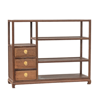 鸡翅木全实木榫卯结构带抽屉茶道收纳架茶水柜博古架小多宝阁展架