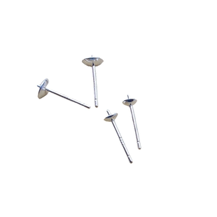 999纯银耳钉空托凹头珍珠托银色耳针珠盘配件手工DIY耳环饰品碗针