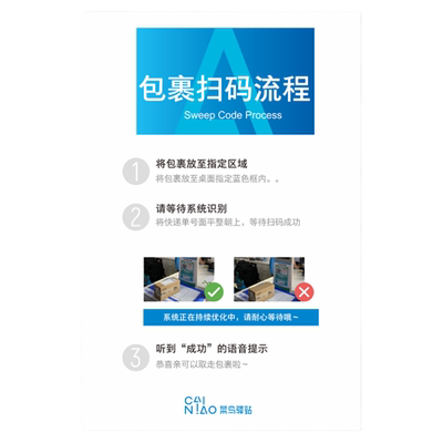 菜鸟驿站货架号自助指示牌侧面