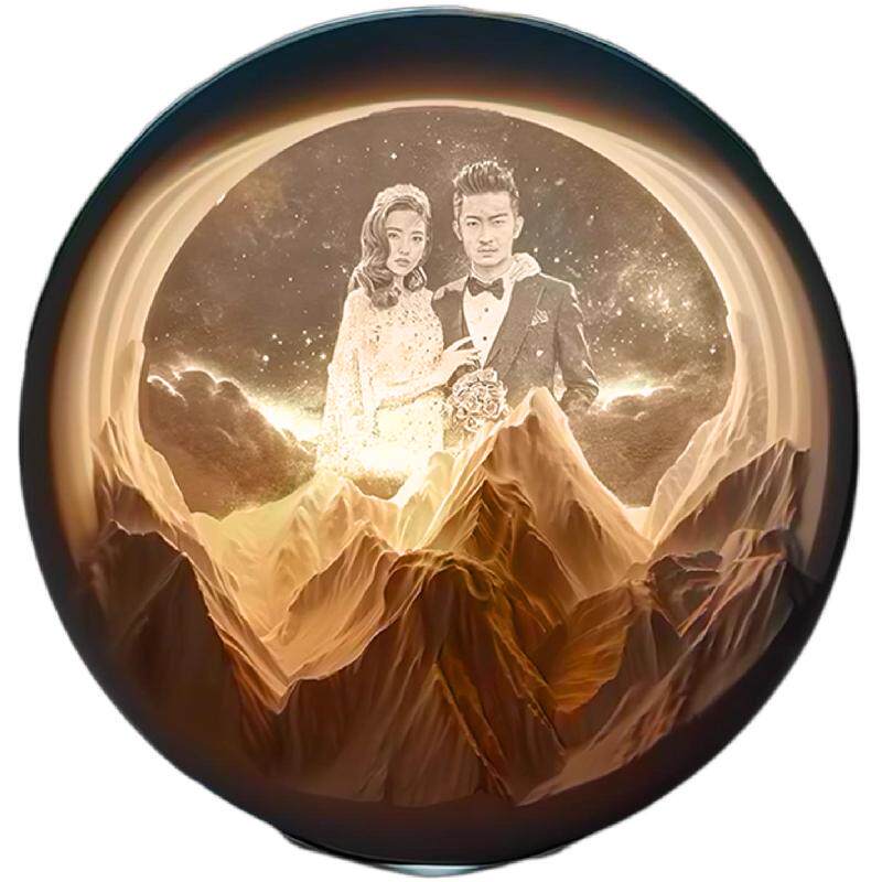 定制结婚礼物照片日照金山灯香薰送新郎新娘闺蜜姐姐朋友新婚礼品