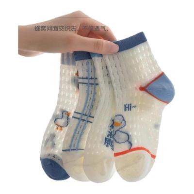 儿童袜子夏季薄款透气男孩卡通网眼中筒袜男童新生婴儿宝宝袜