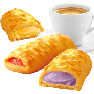 法丽兹曲奇派100g香芋牛乳草莓味夹心饼干休闲小零食美味下午茶