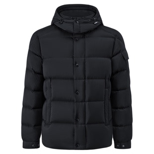 【白鸭绒】德鲨2025冬新款男装黑色可拆卸连帽羽绒服外套