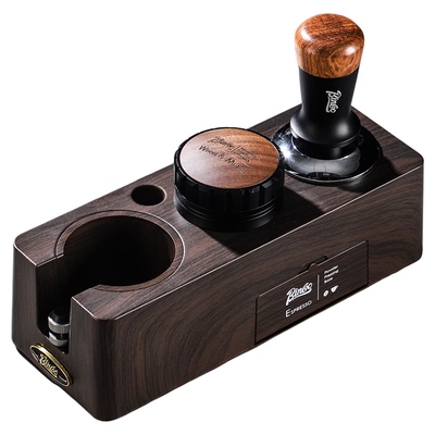 Bincoo木纹压粉底座布粉器底座三件套51/58mm弹力咖啡压粉锤收纳