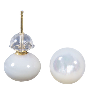 天然白贝母耳钉S925银镀金耳饰小众设计韩式小巧简约高级感女耳环