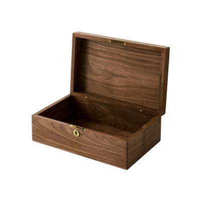 胡桃木桌面收纳盒带锁