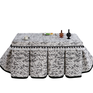 长方形烤火桌子罩套高级感冬天珊瑚绒烤火被茶几取暖桌罩加绒加厚