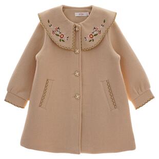 女童外套初春款毛呢夹棉厚韩版大童时尚中长款洋气小女孩呢子大衣