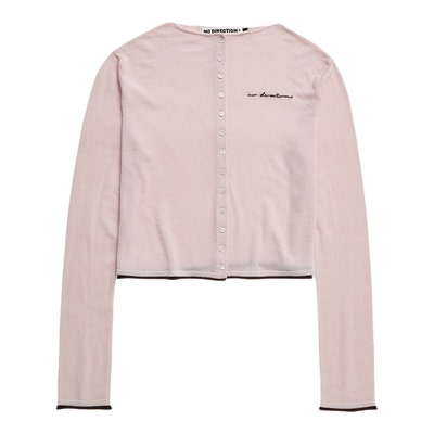 撞色滚边正肩廓形针织开衫